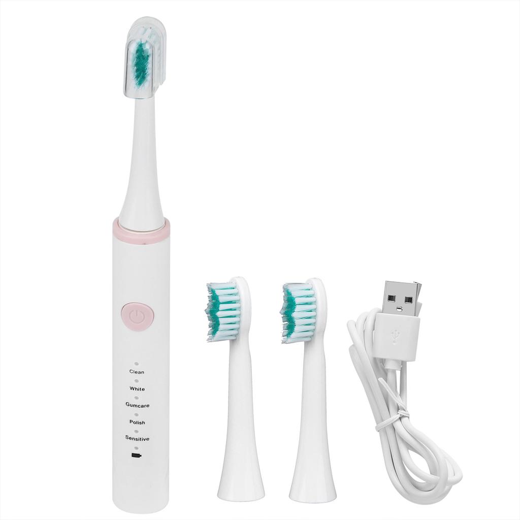 USB Charging Waterproof Electric Toothbrush Intelligent 5 Modes Ultrasonic Vibrating Soft