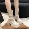 Высококачественные женские ботинки на платформе, короткие ботинки, средней длины голенища, повседневные кожаные ботинки для женщин, ботильоны на молнии, Botas Mujer