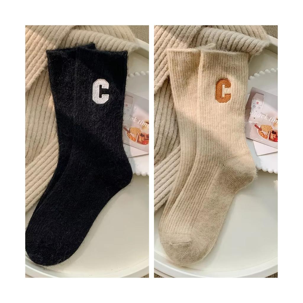Роскошные женские шерстяные носки, теплые зимние толстые кашемировые повседневные японские модные однотонные удобные домашние носки, длинные высококачественные носки