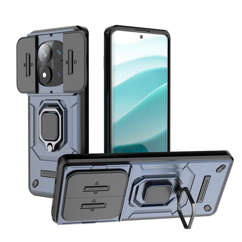 For Xiaomi Redmi Note 14 Pro Plus 5G Case Slide Camera Shockproof Armor Case For Redmi Note 14 Pro+ Magnetic Ring Stand Cover