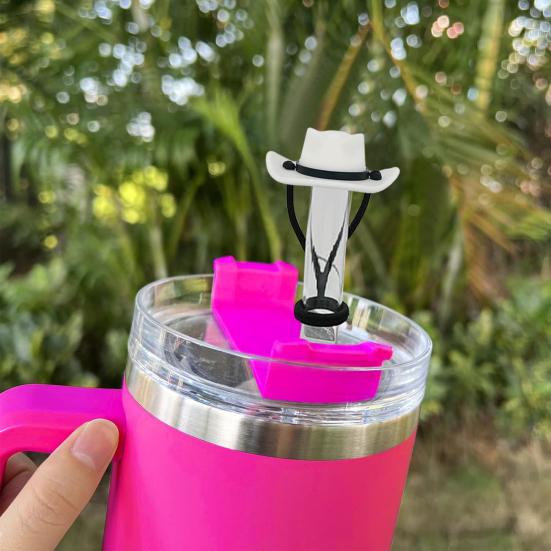 4 шт., соломенный чехол в форме ковбойской шляпы, силиконовый соломенный топпер, многоразовая соломенная крышка, стакан, аксессуары для домашнего бара, вечеринки