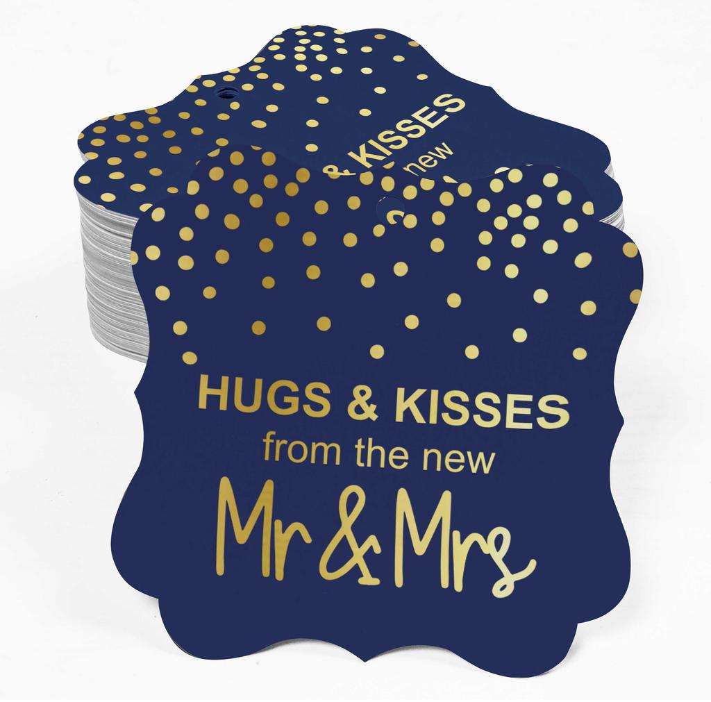 Inkdotpot Бирки для поцелуев и объятий с новой свадебной сувенирной скобой в форме подарочных бирок из настоящей золотой фольги для бонбоньерок