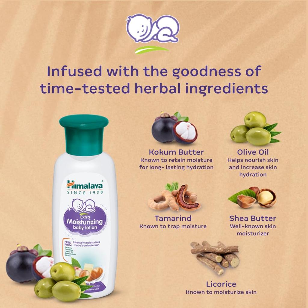 Himalaya Extra Moisturizing Baby Lotion 400ml Pack of 1 | Soft Gentle Hydrating Skin Care