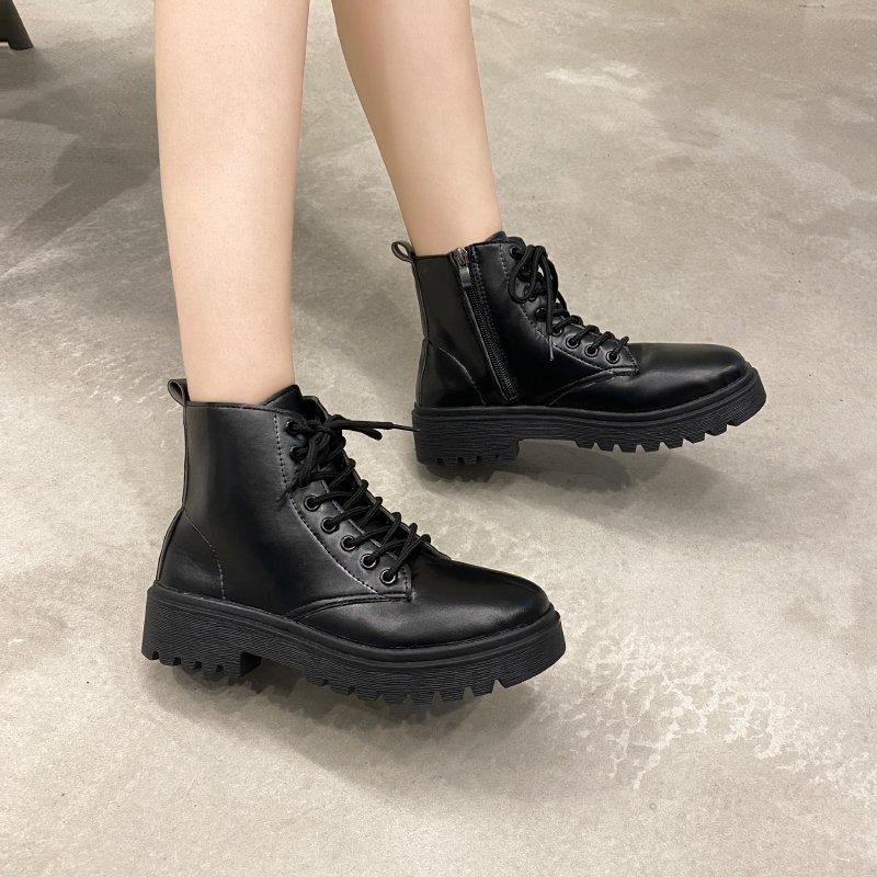 Autumn New Black Fashionable and Comfortable Martin Boots Women's Muffin Platform Short Boots