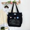 Solid Color Japanese Tote Bag Badge Display Student School Bag Fashion Canvas Crossbody Bag  School