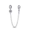 Safety Chain Daisy Heart Safety Chain Clasp Charm Fit Original Brand Bracelet DIY Silver Color Jewelry
