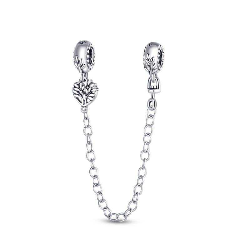 Safety Chain Daisy Heart Safety Chain Clasp Charm Fit Original Brand Bracelet DIY Silver Color Jewelry