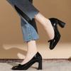 Fashion French High Heels Patent Leather 2024 New Color Blocking Design Butterfly Bow Decoration Square Exquisite Women's Single Shoes