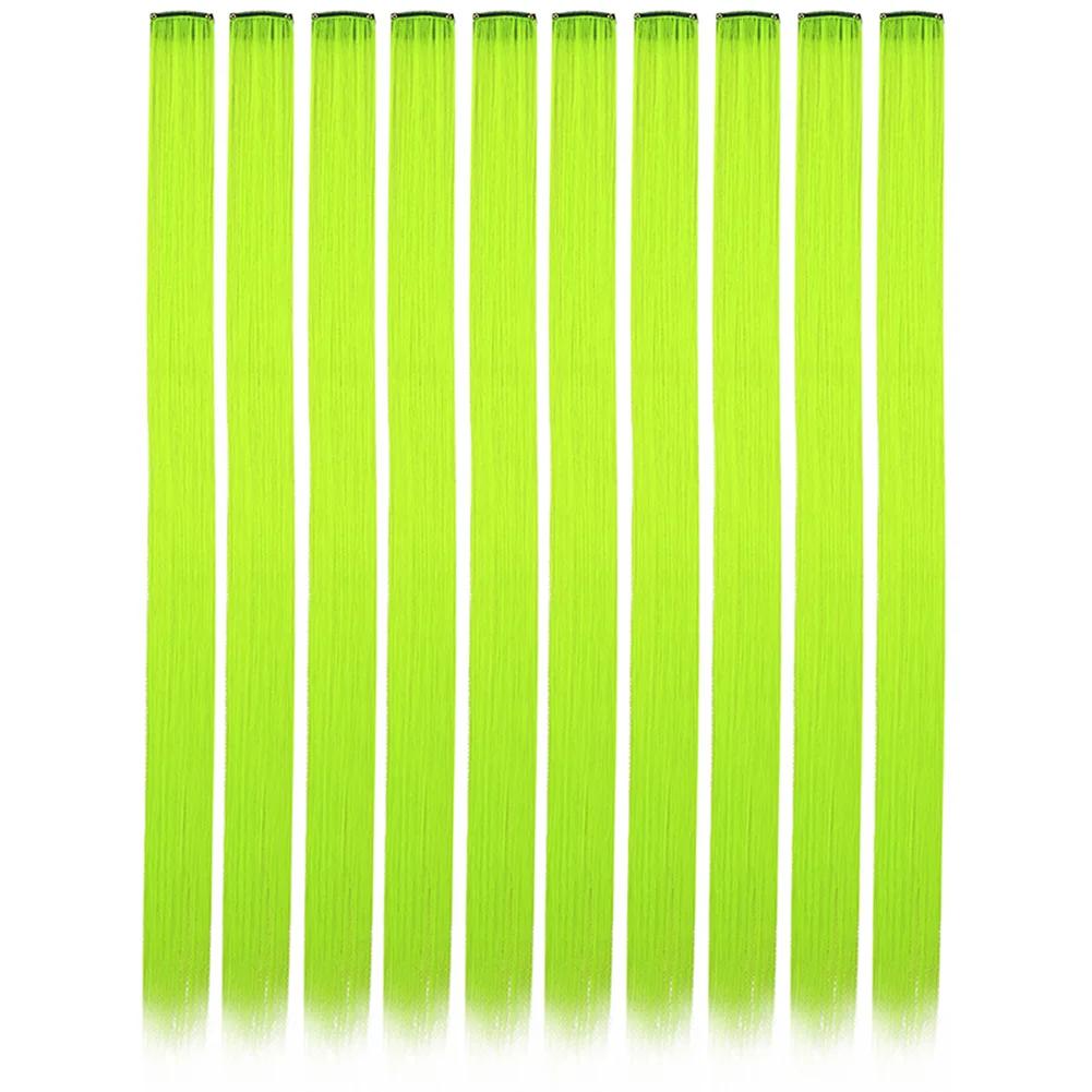 10 шт./упак. Цветные накладные пряди для вечеринки, заколки для волос для девочек, 18 дюймов, омбре, прямые, синтетические 2027