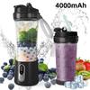 New Portable Juicer Dual-use Juice Cup USB 4000mAh Battery Indoor Outdoor Fresh Fruit Blender 2 Blade Smoothie Juice Cup Blender