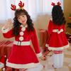Christmas Children's Costume Elk Dress Red Skirt Kindergarten Girls Santa Long Sleeves
