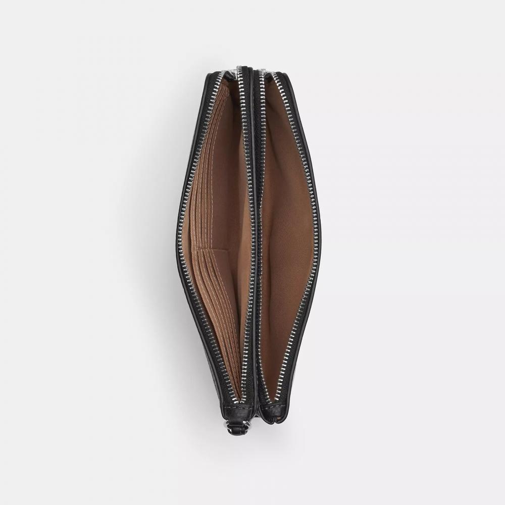 Coach Кошелек с двойной застежкой-молнией, серебристый, меловой, черный, многоцветный