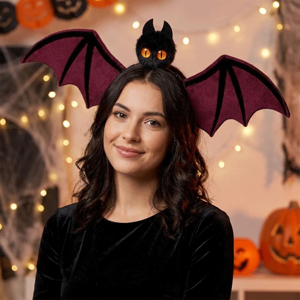 Plush Bat Ornament Bat Headband Soft Velvet Fabric Halloween Headband Bat Headpiece Night Party