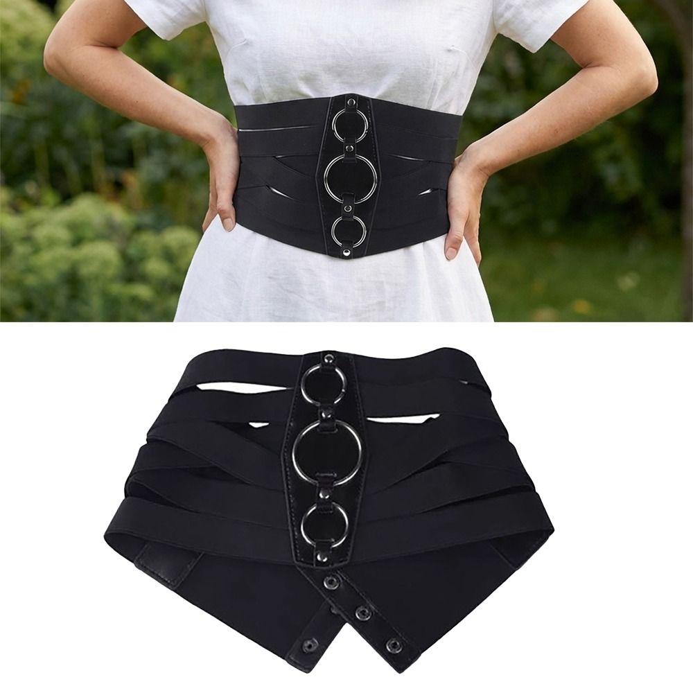 Euro-American Aesthetic Corset Belt Black Waistband Trendy Waist Stretch Cummerbunds Female