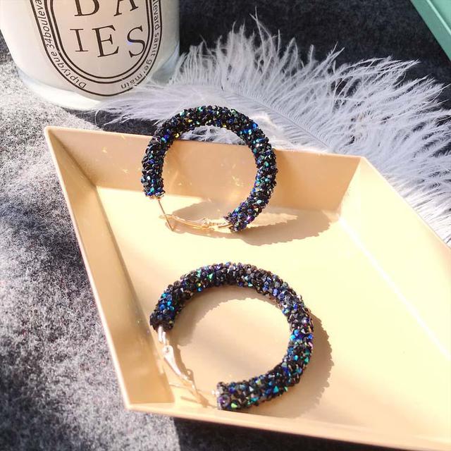 Серьги с подвесками, преувеличенные геометрические круглые блестящие круглые серьги с матовым кристаллом, большие серьги, модные украшения, женский новый дизайн