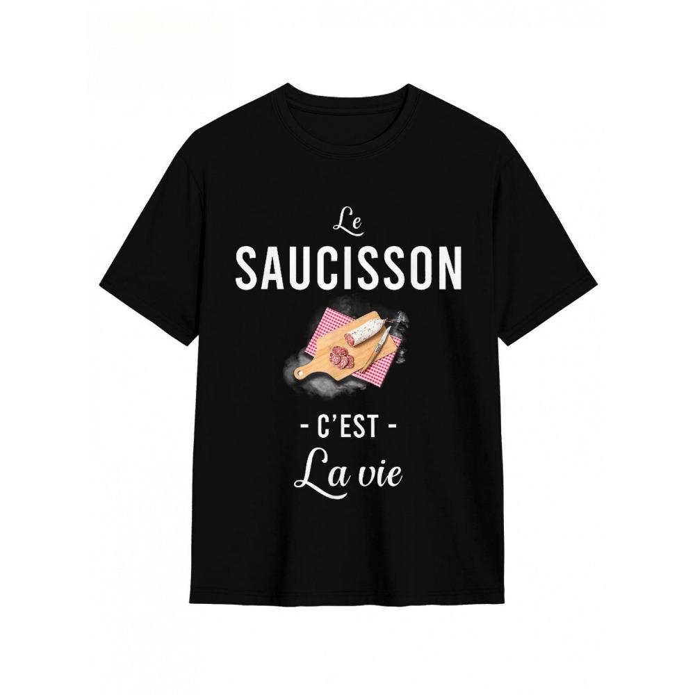 Женская Мужская Футболка Любителя Французской Колбасы Le Saucisson La Vie Колбаса - это Жизнь С Забавным Французским