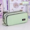 Large capacity pencil case with three-layer zipper, student stationery bag, simple and multifunctional pencil case