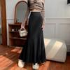 Knit Mermaid Skirt High Waist Slim Fit Autumn Winter Slimming Elegant Draping Long Skirt