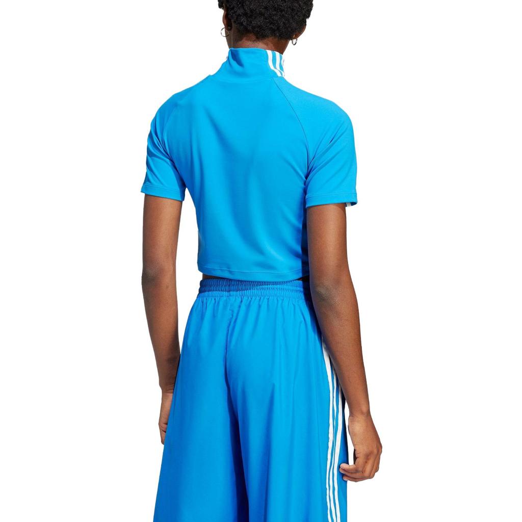 Adidas Оригинальная обтягивающая укороченная футболка с короткими рукавами и высоким воротом из серии Spice Girls с вышивкой, женские топы синего цвета IV9321