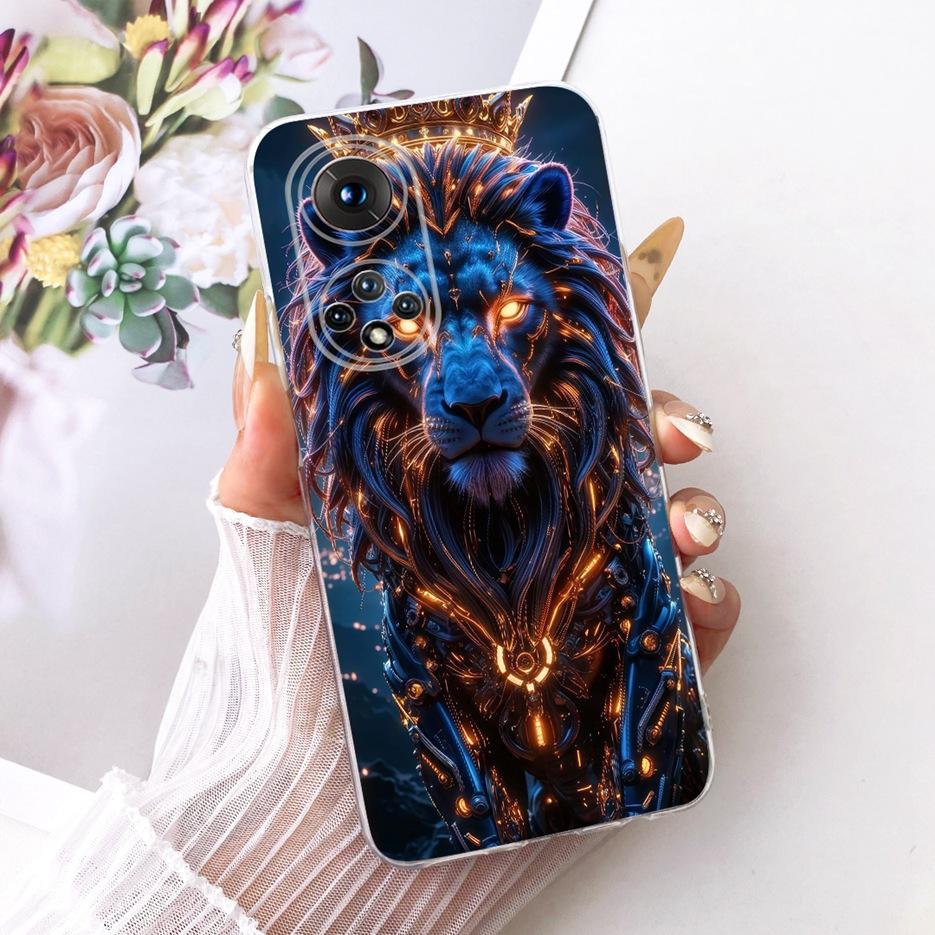 Чехол для Honor 50 Pro RNA-AN00 Милый Лев Модный Расписной Чехол Мягкий Силиконовый Чехол для Телефона Для Honor 50 Honor50 Pro Задняя Крышка Сумки