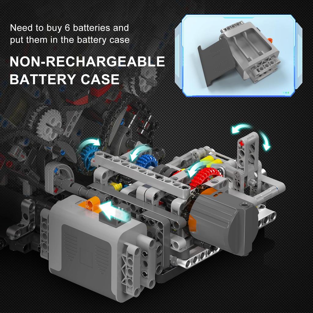 Mould King 10130 MOC Technology Inline Gasoline Engine Cylinder Liter V8 Engine Technology Clamp Block Includes Box (V8) 8-Cylinder Kit, 3.9