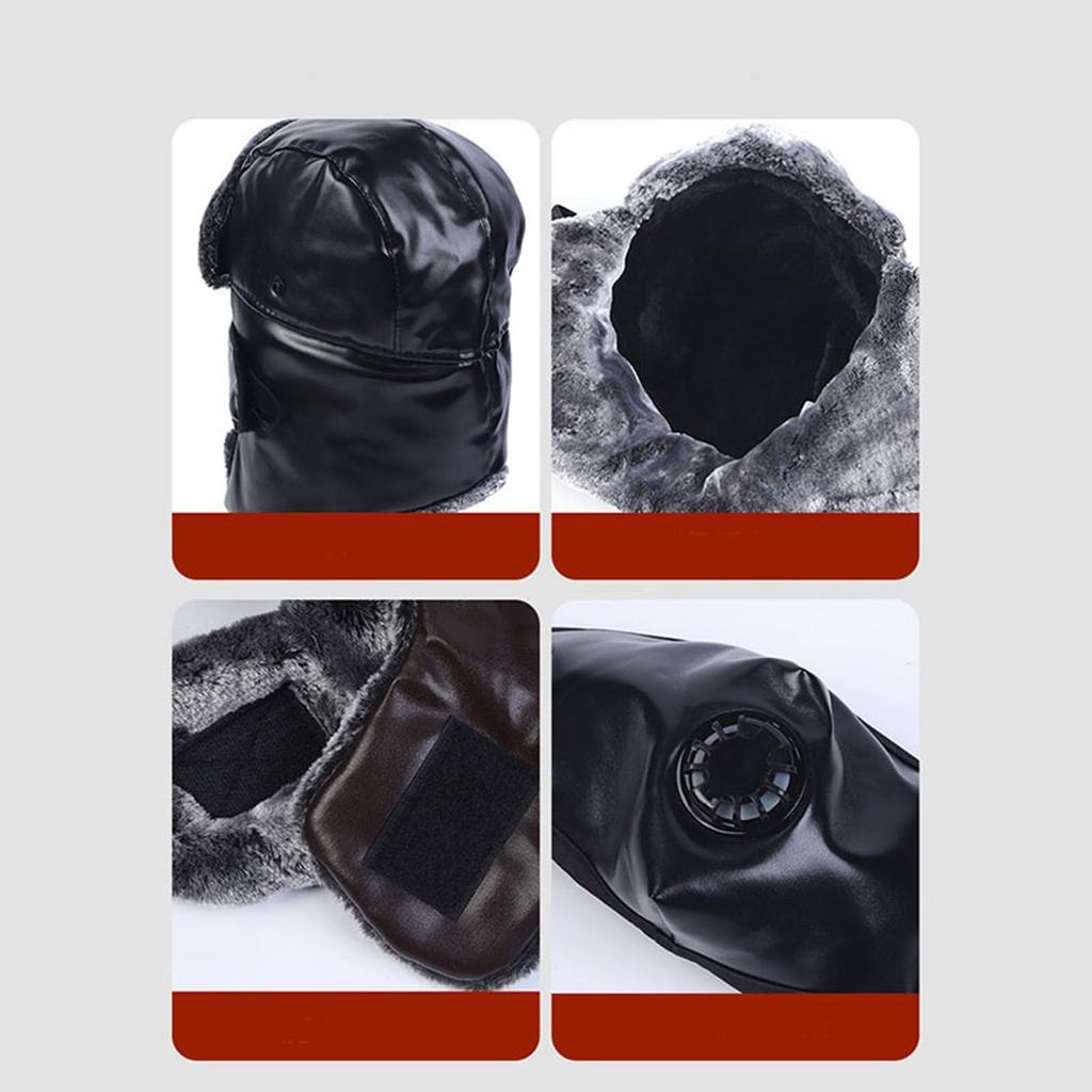 Trapper Hat For Men Women Winter Leather Ski Hat With Winter Ear Flap And Ski Windproof Rainproof Warm Mask For Cold Weather