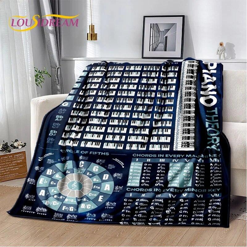 3D Dream Piano Key Music Instrument Cartoon Blanket,Soft Throw Blanket for Home Bedroom Bed Sofa Picnic Office Travel Cover Kids