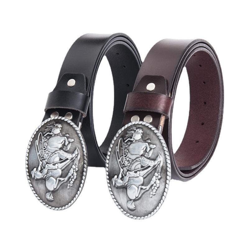 Ремень Western Denim Fashion Casual для мужчин, цельный двухслойный ремень из коровьей кожи, популярный ремень