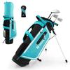 GYMAX Набор юниорских клюшек для детей 5-10 лет Набор клюшек для гольфа Детский набор для гольфа для начинающих Для правой руки 4 клюшки Сумка для гольфа с подставкой в комплекте Чехол для головки в комплекте