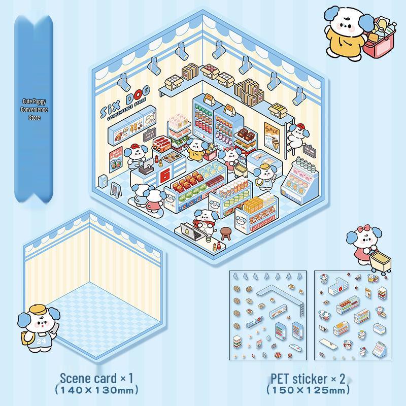 3D Наклейки для ландшафтного дизайна кабины: Большая корейская миниатюрная сцена для DIY, милый декор для хранения.