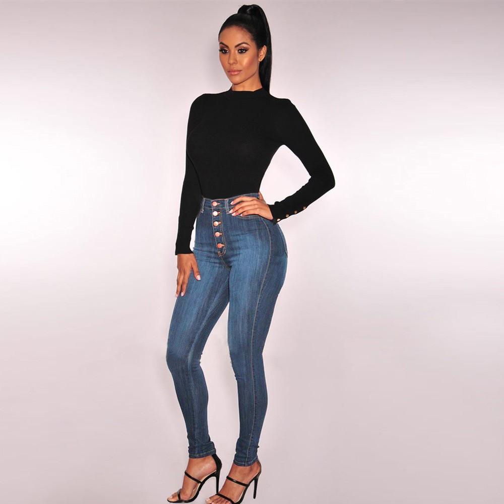 Женские узкие джинсовые джинсы с высокой талией, эластичные узкие брюки, джинсы длиной до икры