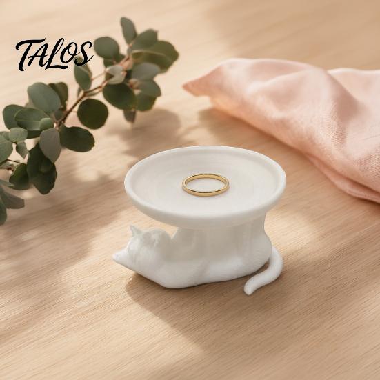 Talos 3D-печатный поднос-лежанка для кошки, милый держатель для колец и органайзер для сережек на туалетный столик, декоративная кошачья шкатулка для браслетов