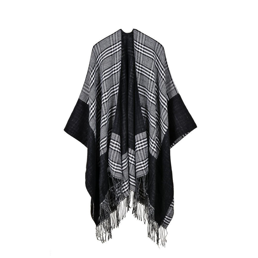 Women's Rhombus Tassel Lengthened Hot-selling Imitation Cashmere Shawl Can Be Used On Both Sides, Thickened Cape