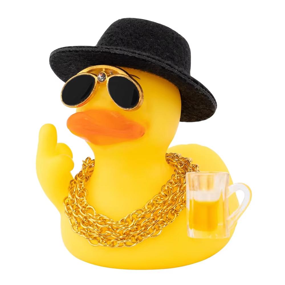 Rubber Middle Finger Duck Car Ornament Funny Office Gift Car Dashboard Decoration Quirky Decor Rubber Duck Funny Car Accessories