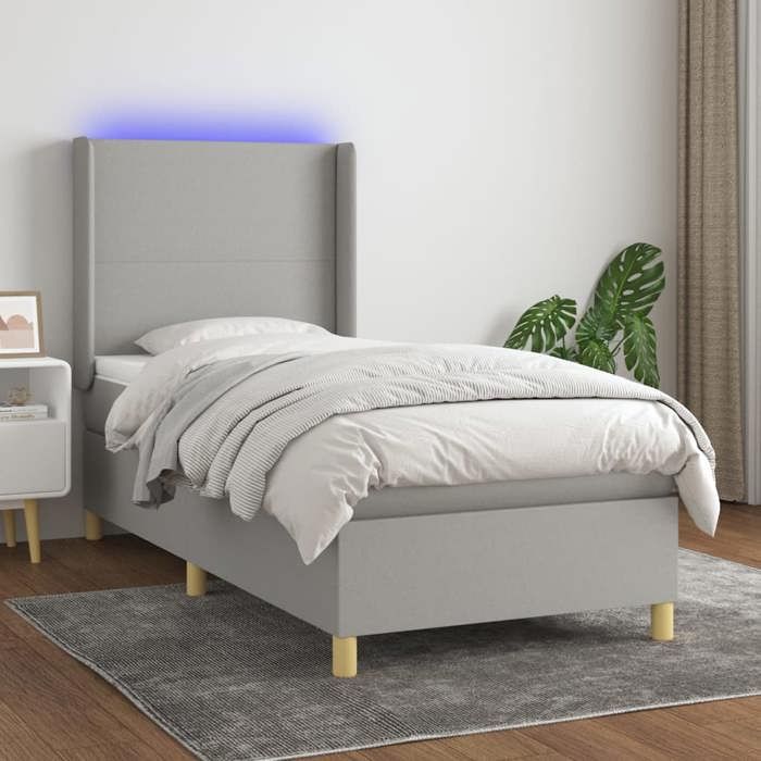 VidaXL Sommier à Lattes de Lit avec Matelas et LED, Lit Rembourré, Lit Simple, Lit Adulte de Chambre à Coucher Intérieur, 3138685