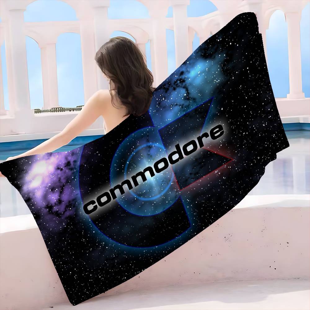 Логотип Commodore 64 Микрофибровое одеяло Быстросохнущие пляжные полотенца Большой размер Печать Супервпитывающее Полотенце-одеяло для бассейна