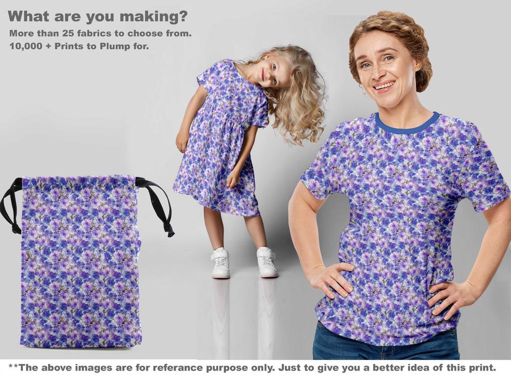 oneOone Cotton Flex Medium Blue Fabric Floral Quilting Supplies Print Sewing Fabric By The Yard 40 Inch