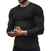 Мужская футболка однотонная с длинным рукавом и круглым вырезом, приталенный пуловер, теплый повседневный дышащий мужской весенний топ для повседневной носки