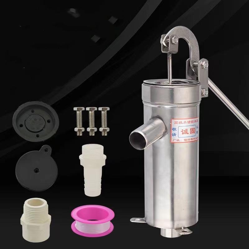 Всасывающий насос из нержавеющей стали, ручной водоструйный насос, бытовой насос для мелководных скважин, ручной насос для колодезной воды для сада, двора, фермы