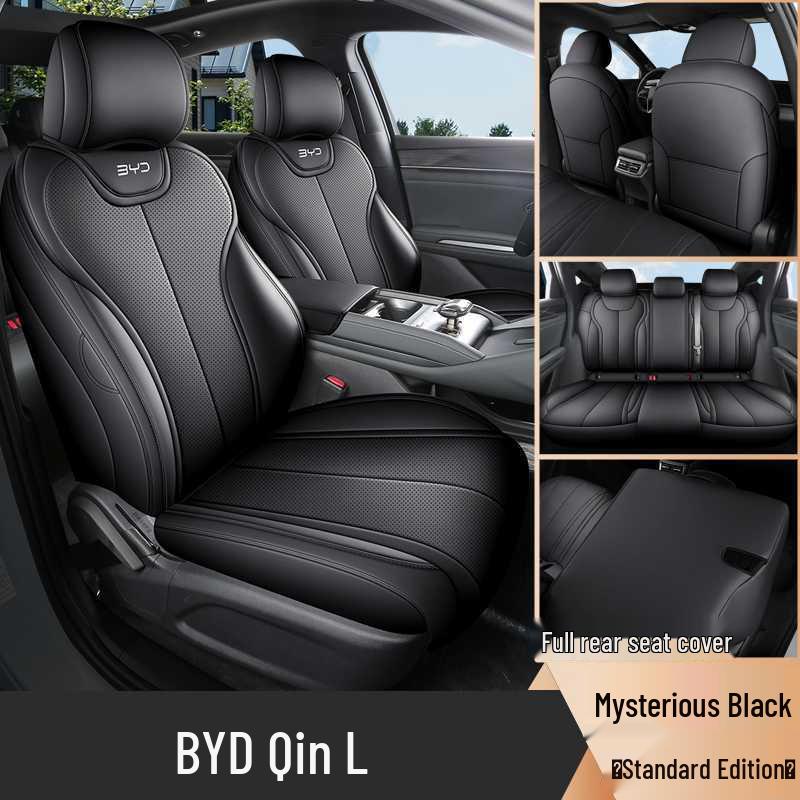 Специальный перфорированный кожаный чехол на сиденье BYD Qin L D-MI с полным охватом - Дышащая, всесезонная универсальная подушка.