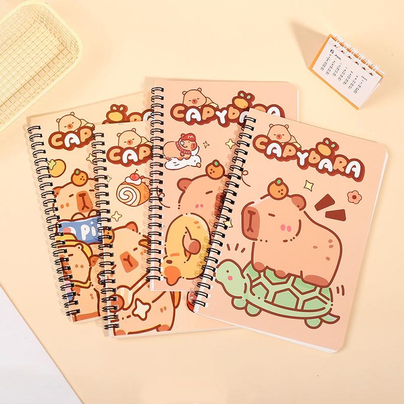 1Pc Random Style Creative Capybara Coil Notebook Cute Cartoon Notebook Horizontal Row Student Stationery Gift