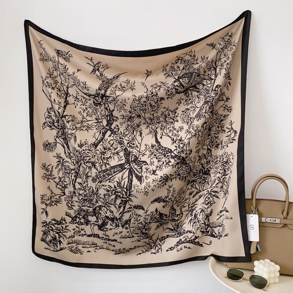 Twill 90 Silk Scarf Simulation Silk Printing Universal Square Scarf For All Seasons