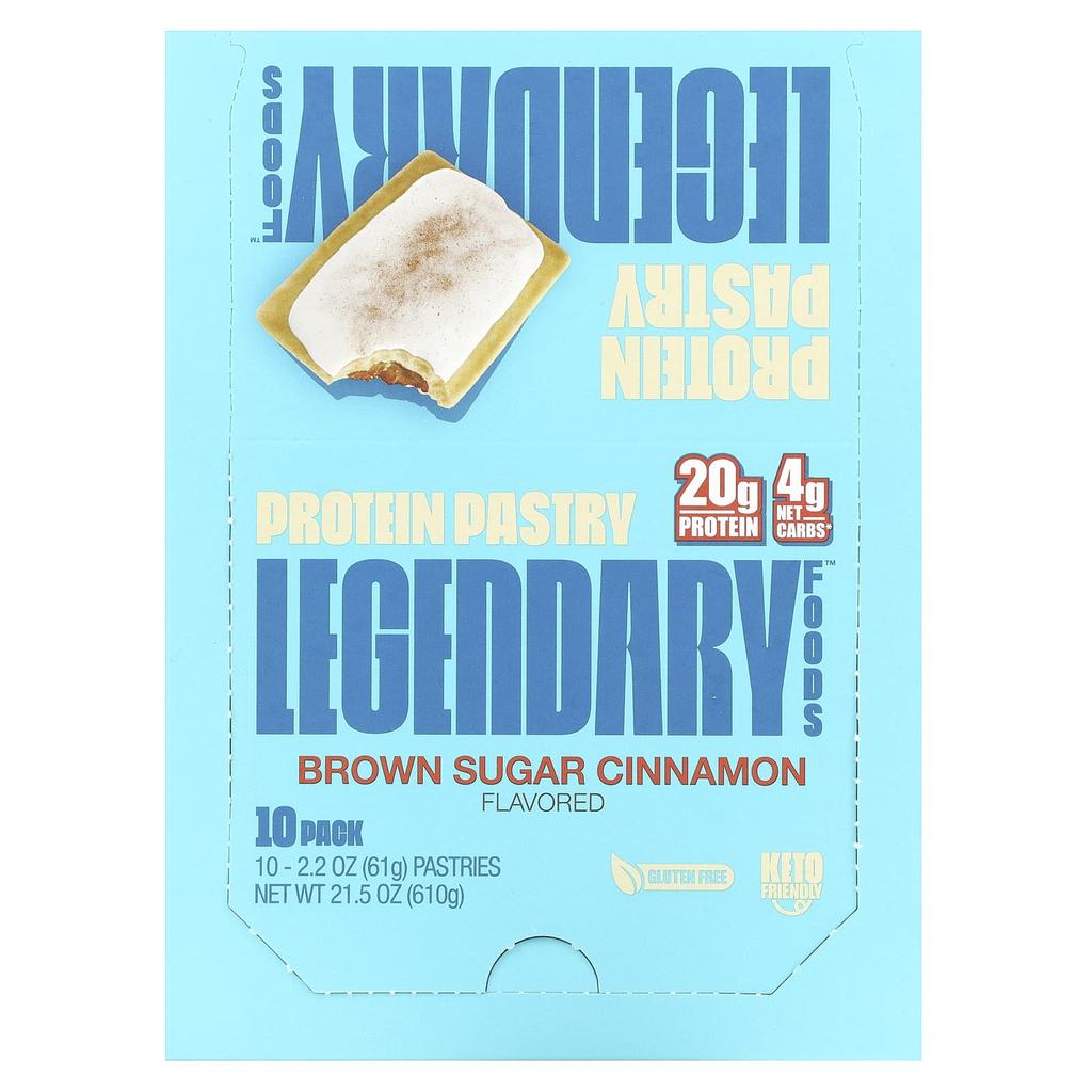 Legendary Foods Protein Pastry, Brown Sugar Cinnamon, 10 Packs, 2.2 Oz (61 G) Each