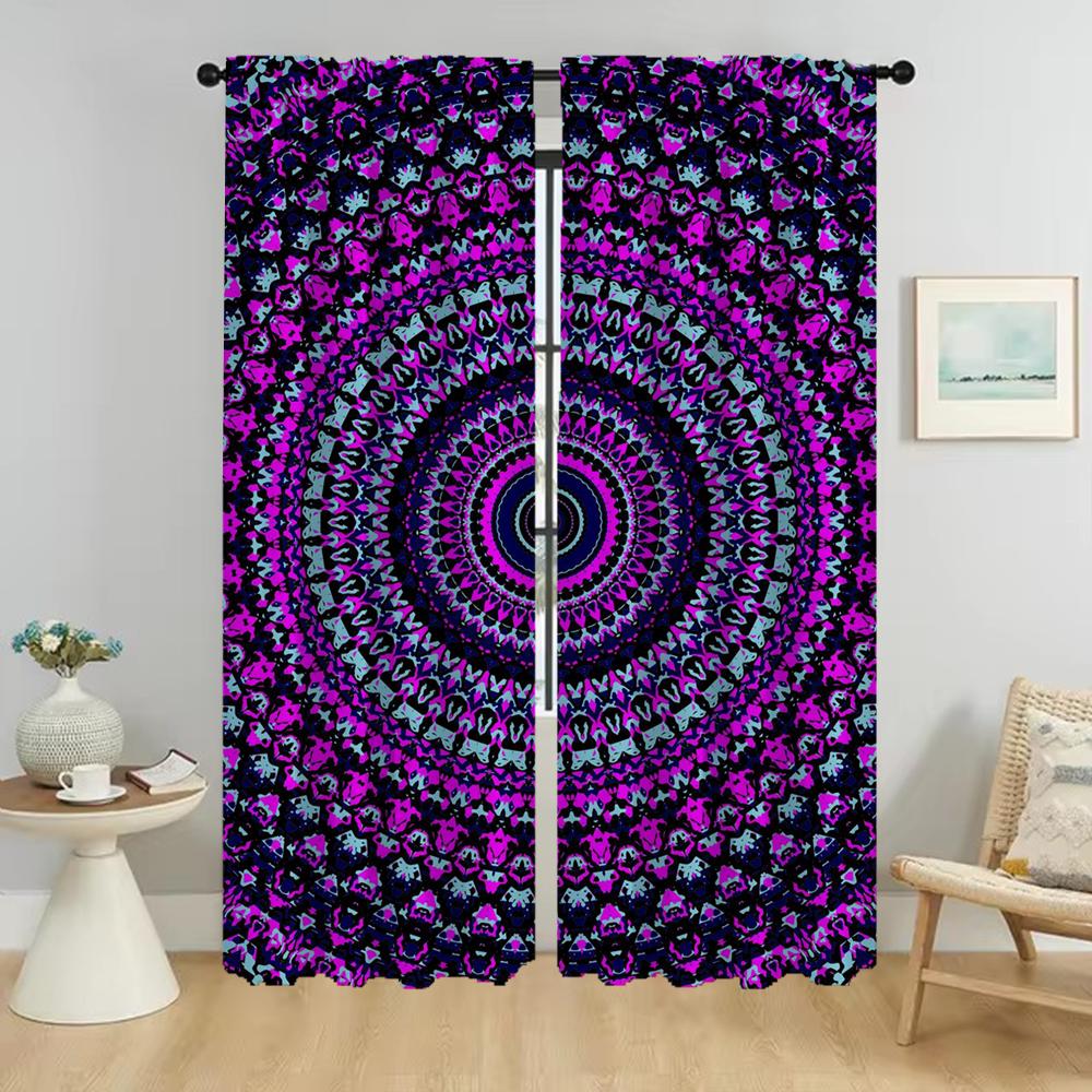 Яркие мандалы, кухонные шторы для гостиной, тюль для спальни, занавески для домашнего интерьера, 2 предмета, оттенки