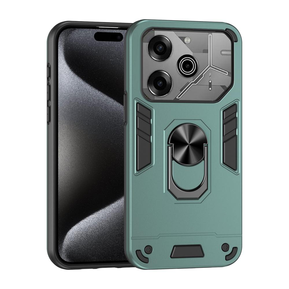KEYSION Shockproof Armor Case for TECNO Pova 6 Pro 5G Soft Silicone+PC Ring Stand Phone Back Cover for Tecno Pova 6 6 Pro 5G
