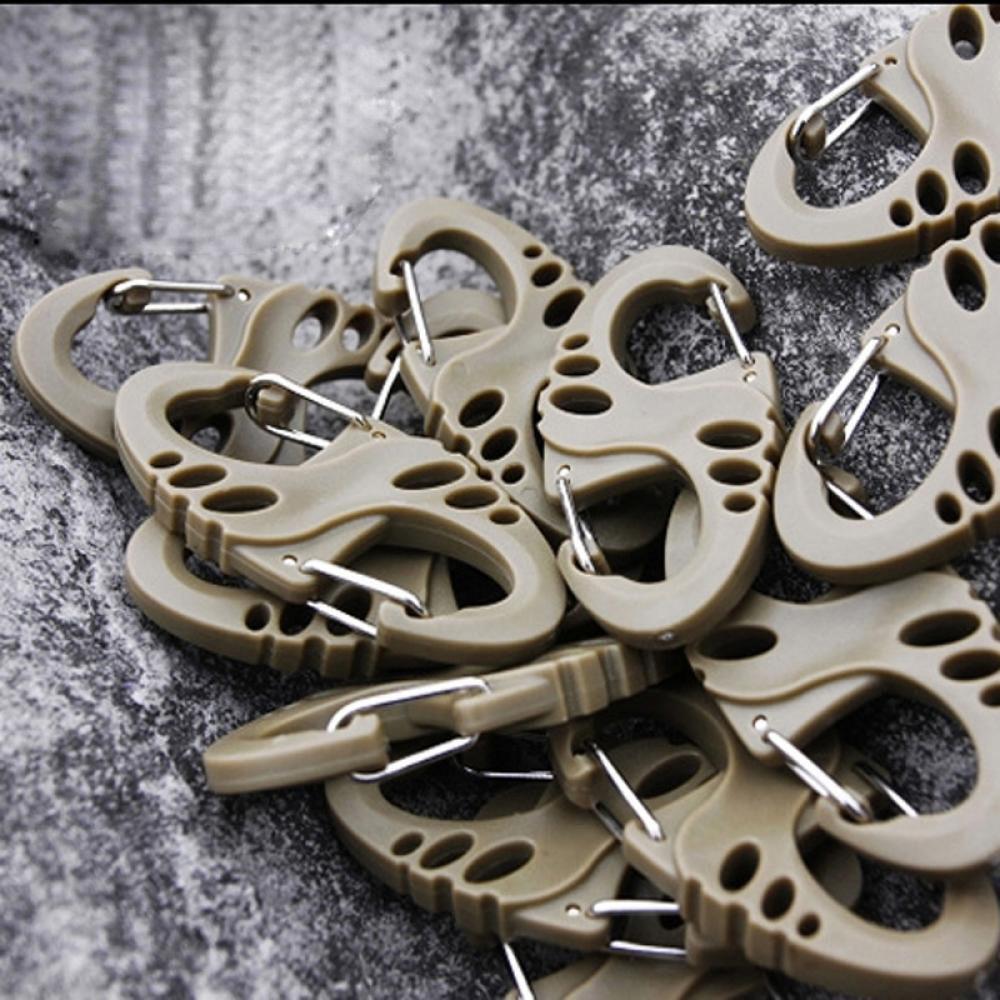 5PCS/10PCS Camping Plastic Steel Portable Dual Buckle Climbing Hook S-Type Carabiner Keychain