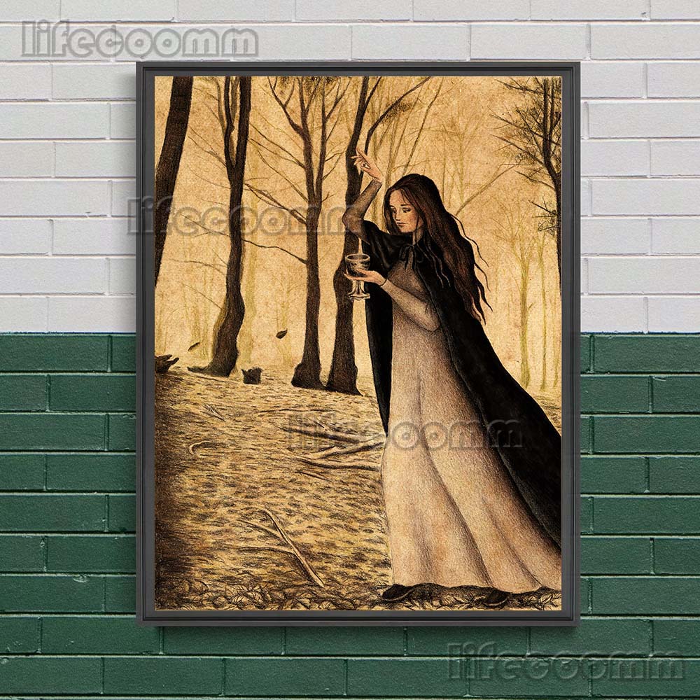 Верховная жрица и тройная богиня, винтажное настенное искусство, колдовство, магия, плакат Викки, холст с принтом, ведьма, украшение для дома, без рамки
