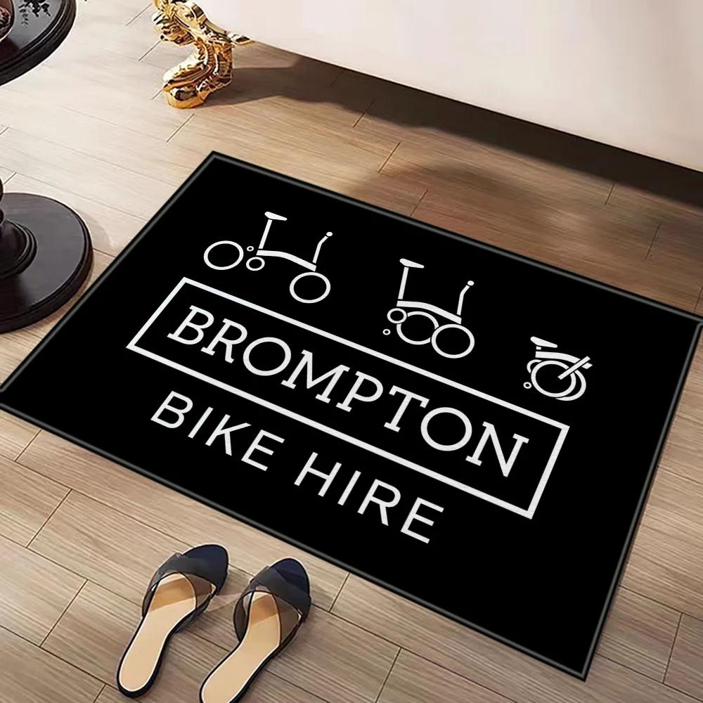 VIKAMA Black Gold Brompton Folding Bike Doormat Non-Slip Wear-Resistant Home Entrance Decorative Foot Mat Home Decor