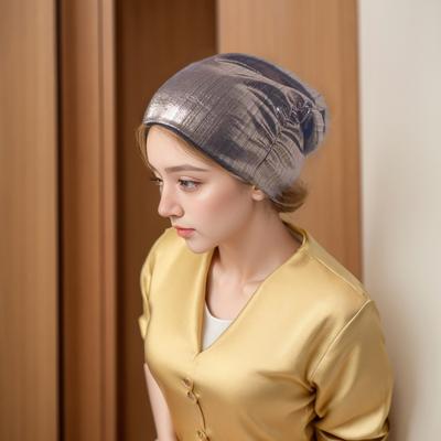 Эластичная Металлического Цвета Шапка Однотонная Ночная Шапочка для Сна Повседневная Шапка-Пуловер Уличная Одежда