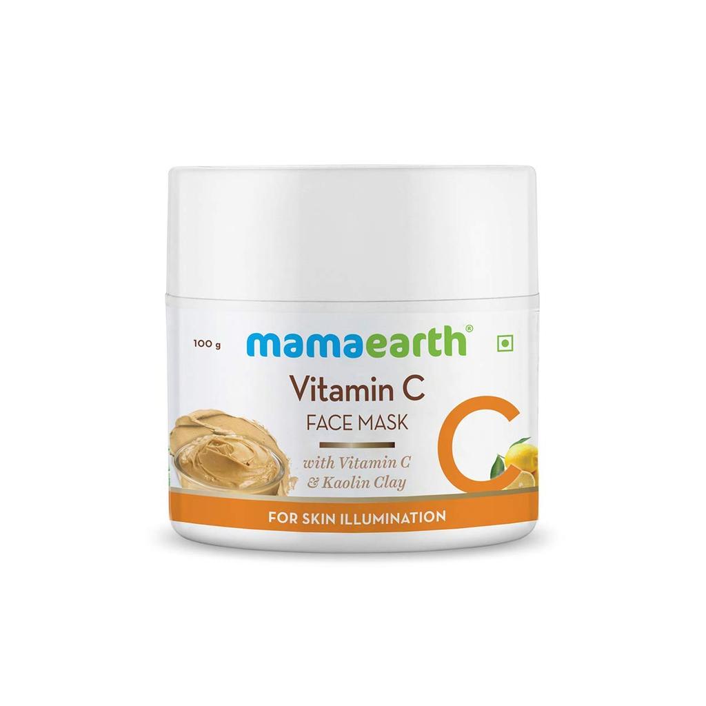 Mamaearth Vitamin C Face Mask For Glowing Skin With Kaolin Clay And Turmeric Extract - Skin Brightening Clay Mask 100g